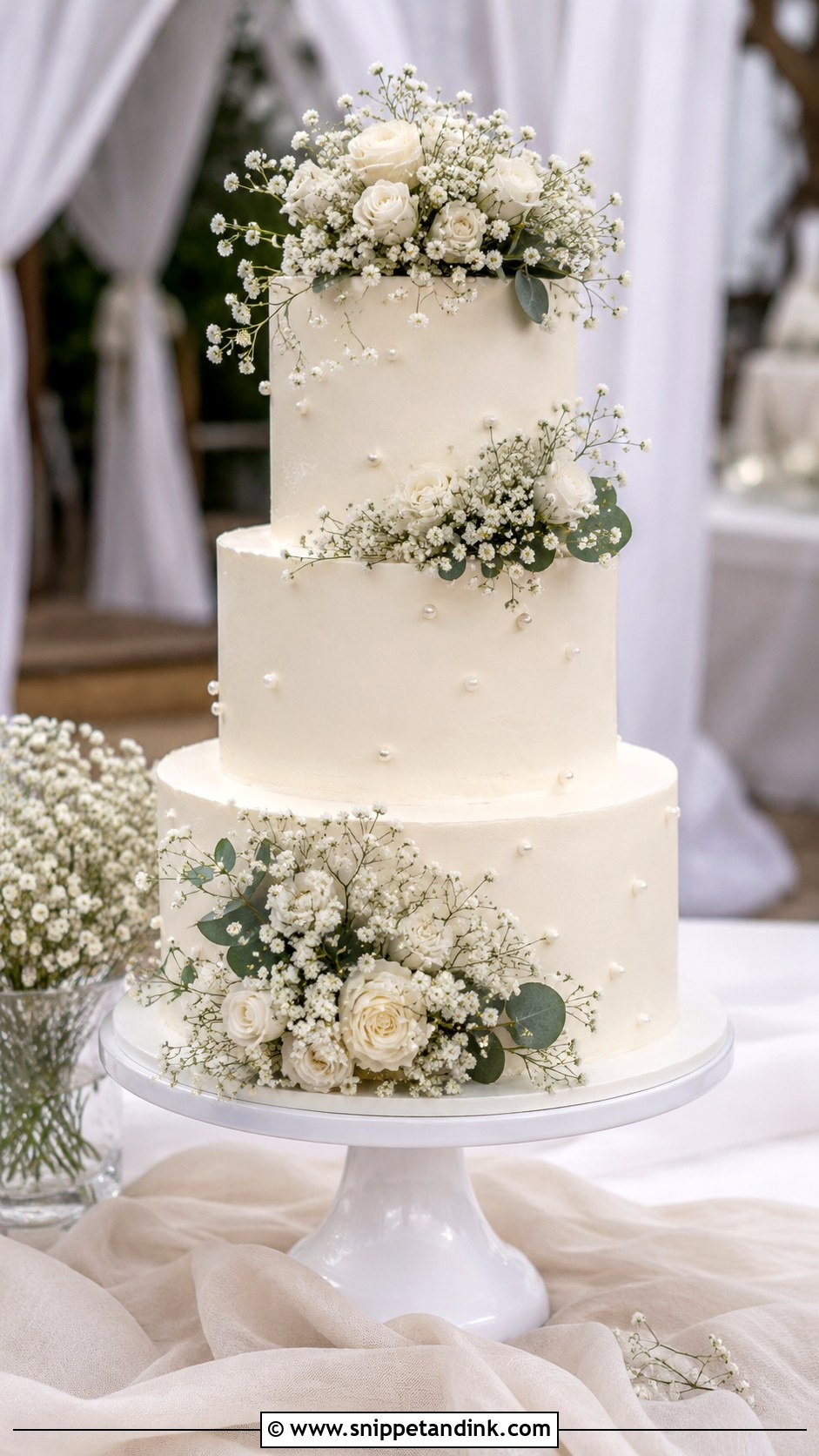 Babys Breath Bouquet Wedding Cake - Snippet and Ink - 20 Bouquet Cake Design Ideas for Wedding