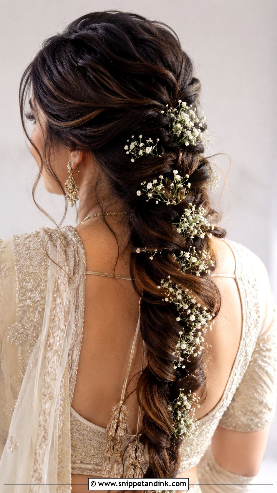 Babys Breath Bridal Choti - Snippet and Ink - 25 Bridal Choti Hairstyle Ideas