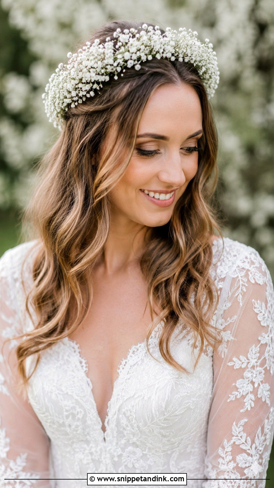 Babys Breath Flower Crown - Snippet and Ink - 20 Flowers in Hair for Wedding