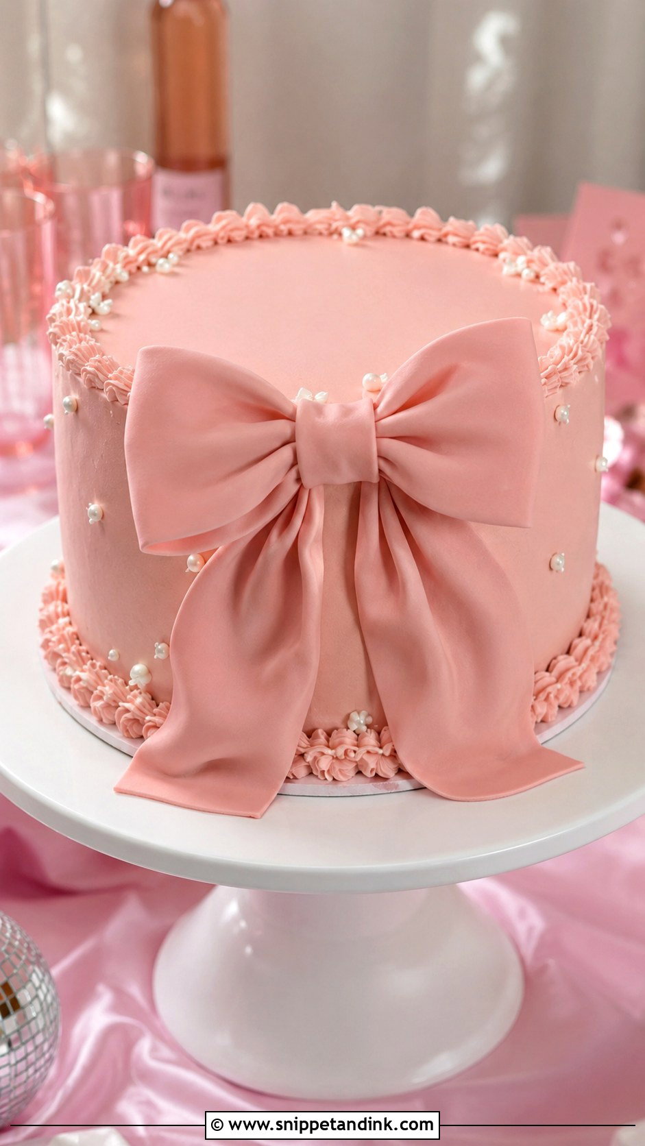 Bachelorette Bow Cake - Snippet and Ink - 20 Bachelorette Cake Ideas for Wedding