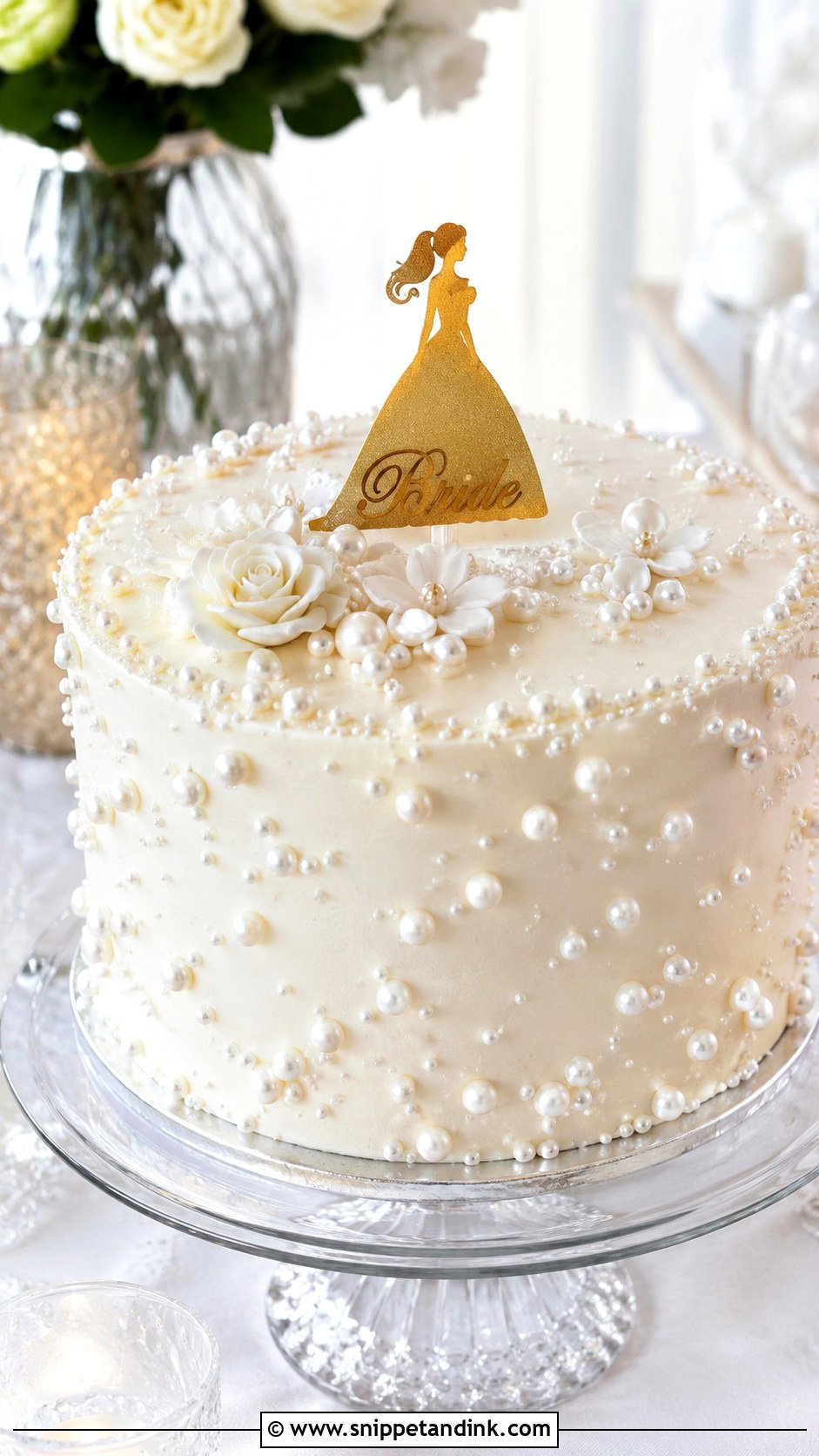 Bachelorette Pearl Cake - Snippet and Ink - 20 Bachelorette Cake Ideas for Wedding