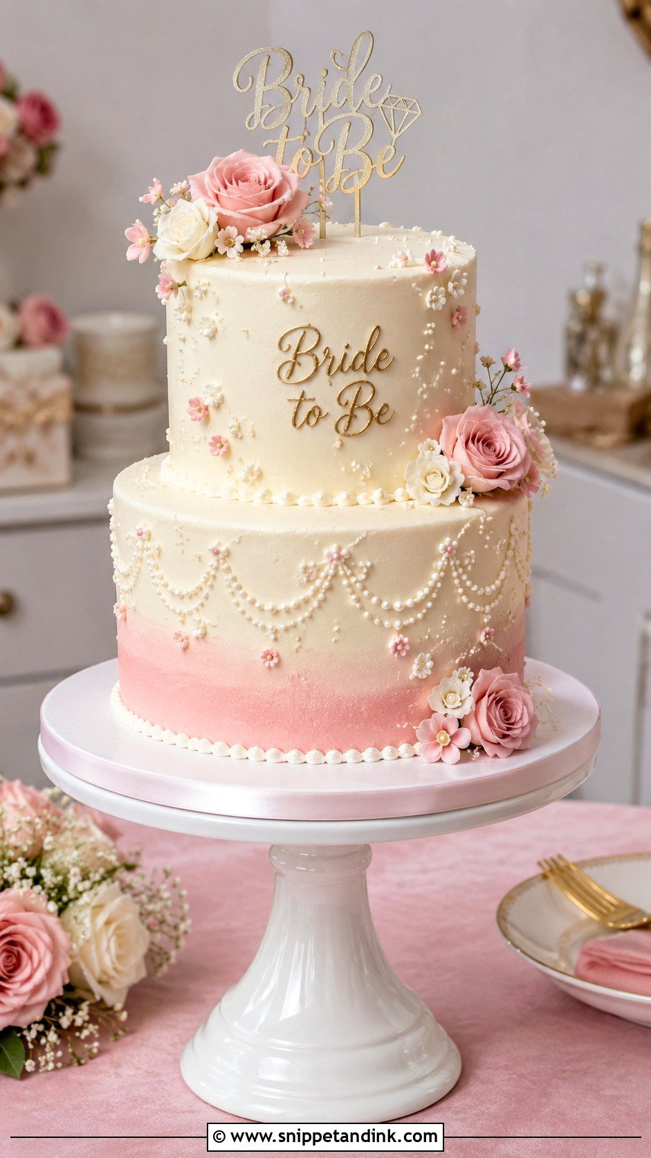 Bachelorette Two Tier Cake - Snippet and Ink - 20 Bachelorette Cake Ideas for Wedding