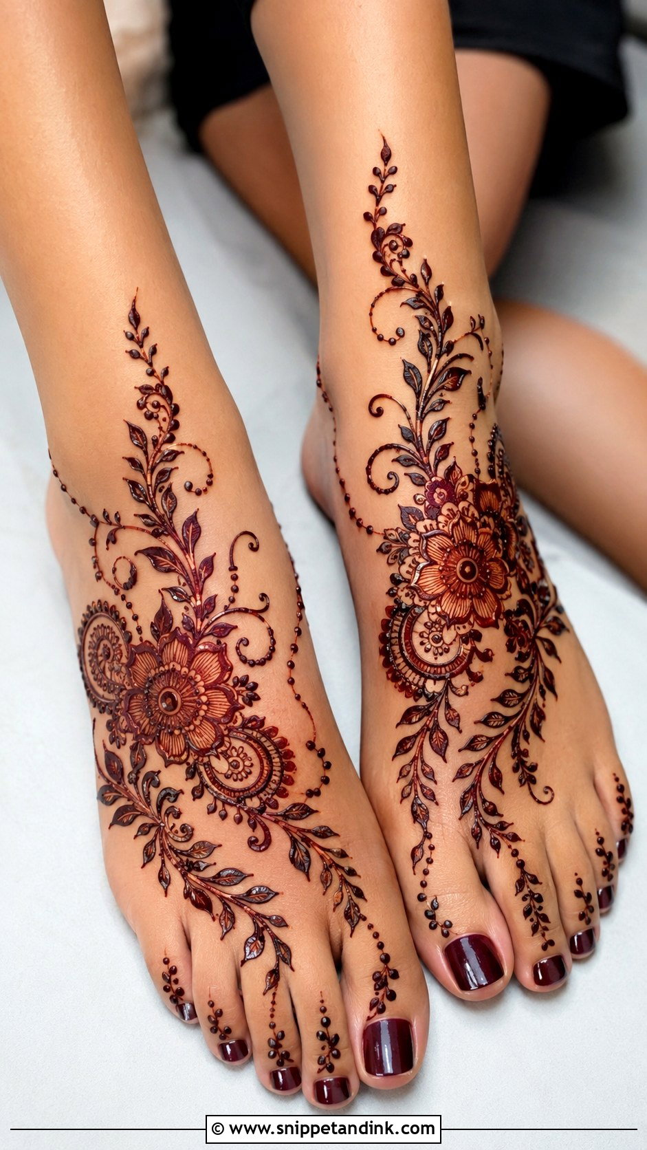 Back Foot Mehndi Design - Snippet and Ink - 35 Foot Mehndi Designs