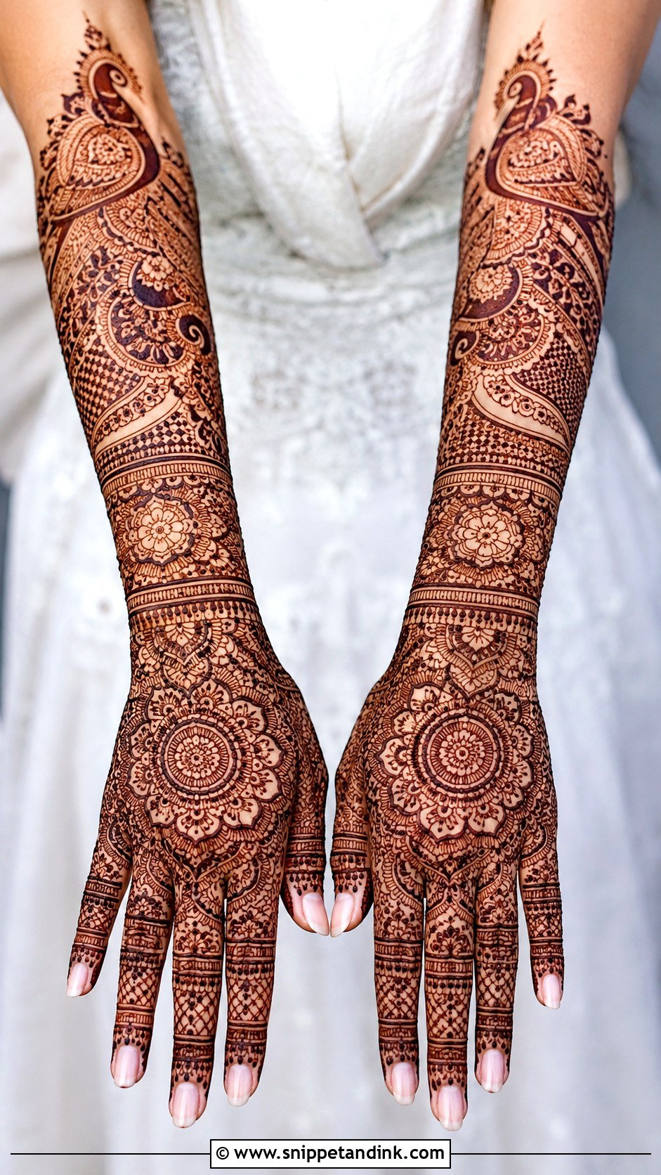 Back Full Hand Bridal Mehndi Design - Snippet and Ink - 30 Back Hand Bridal Mehndi Designs