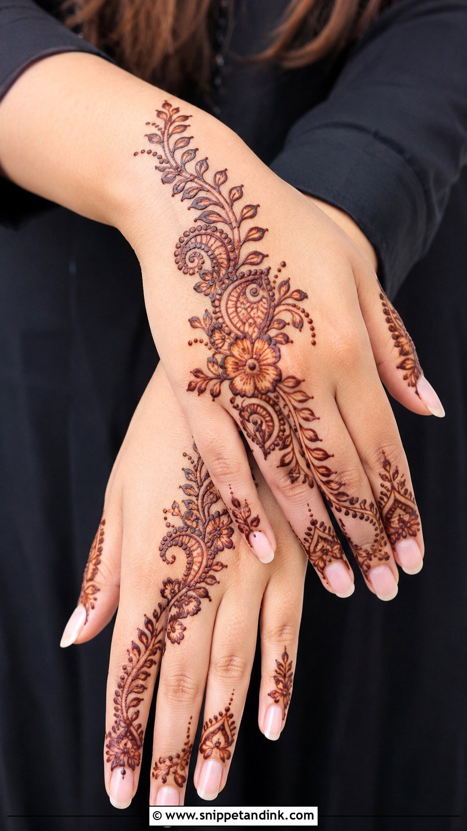 Back Hand Bel Mehndi Design - Snippet and Ink - 30 Bel Mehndi Designs