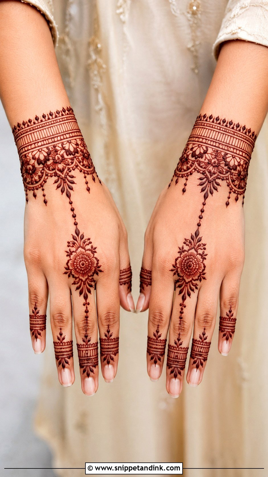 Back Hand Bracelet Mehndi Design - Snippet and Ink - 30 Aesthetic Back Hand Mehndi Designs