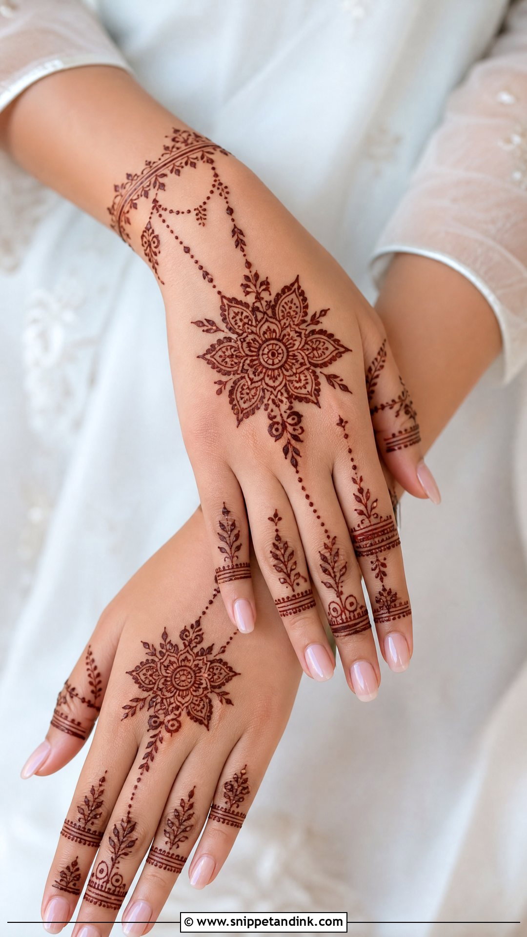 Back Hand Bridal Khafif Mehndi Design - Snippet and Ink - 20 Bridal Khafif Mehndi Designs
