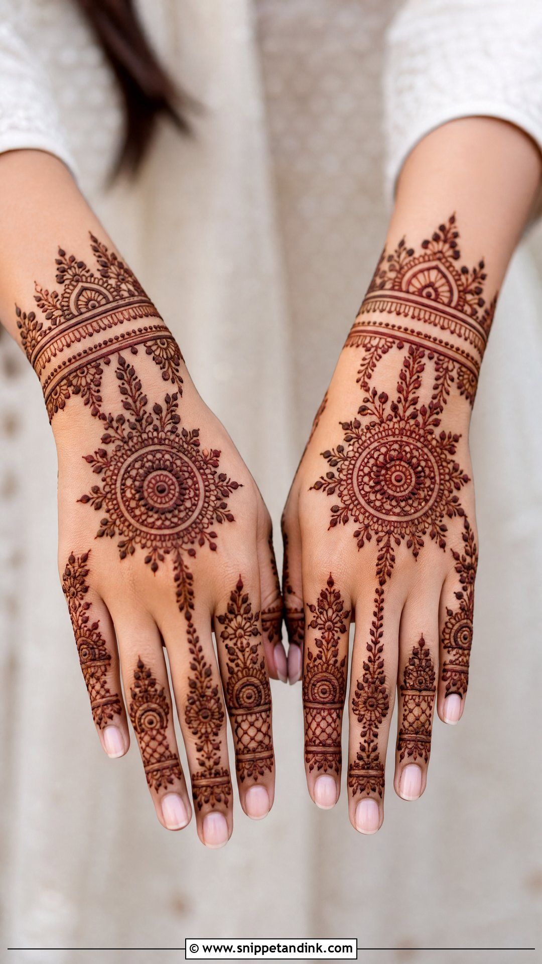 Back Hand Bridal Mehndi Design - Snippet and Ink - 20 Normal Bridal Mehndi Designs