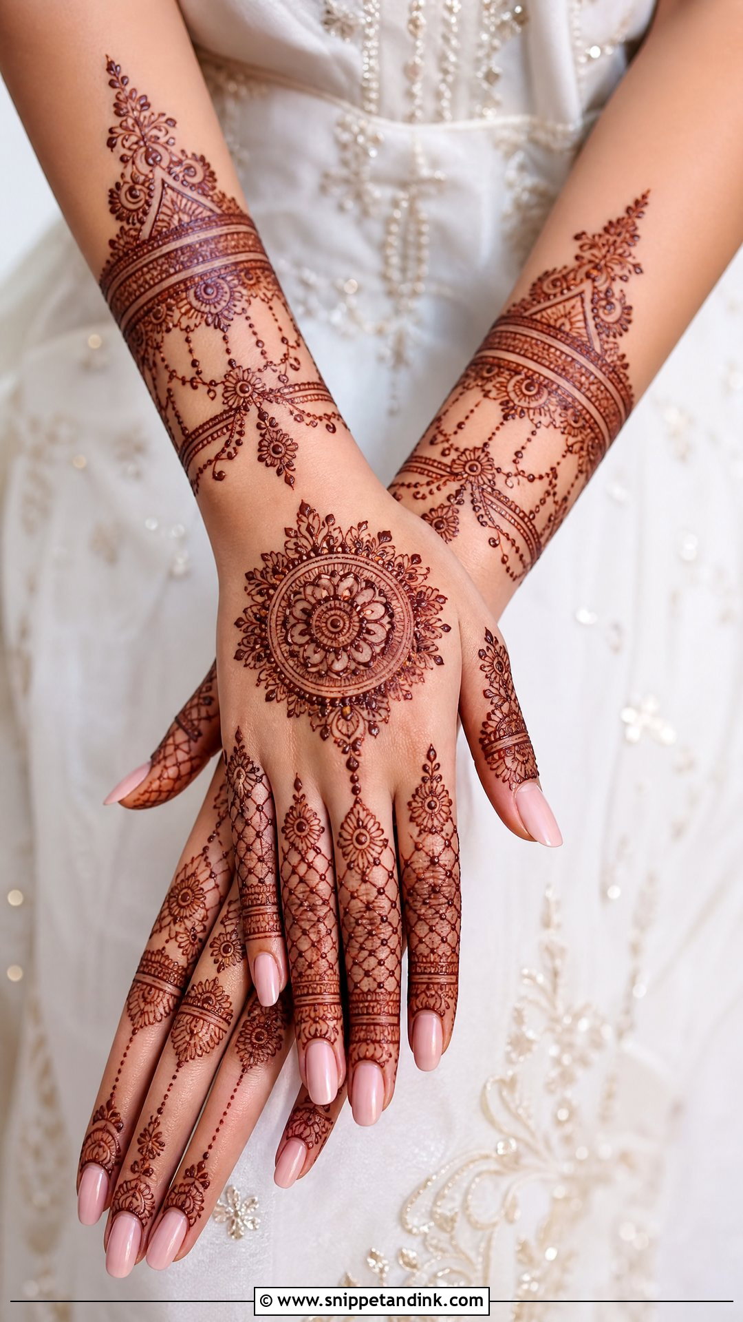 Back Hand Bridal Mehndi Design - Snippet and Ink - 25 Bridal Mehndi Designs with Names