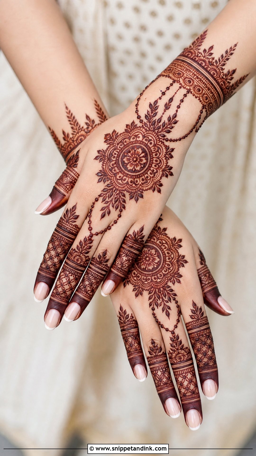 Back Hand Bridal Mehndi Design - Snippet and Ink - 20 Bridal Mehndi Art Designs