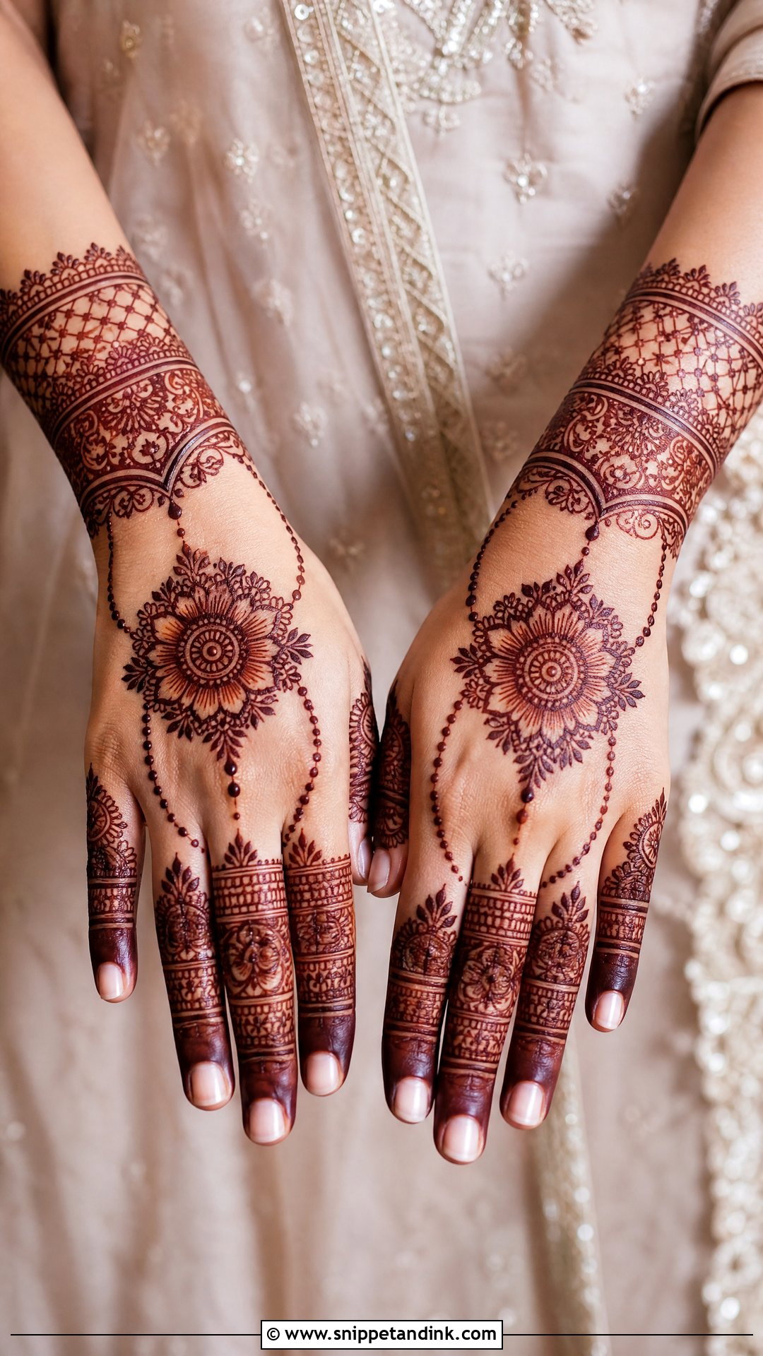 Back Hand Bridal Mehndi Design - Snippet and Ink - 30 Mehndi Design for Bride Ideas