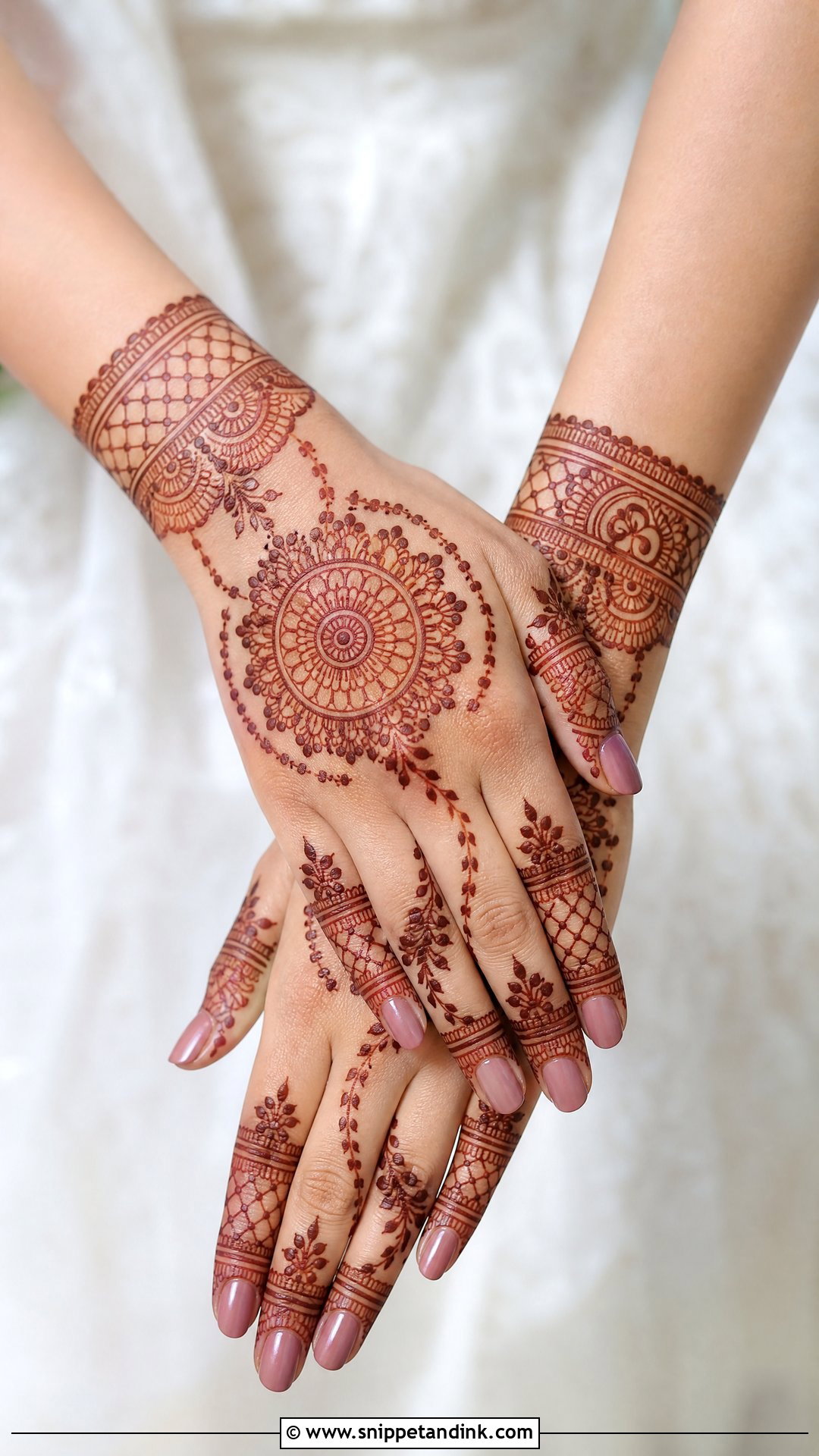 Back Hand Bridal Mehndi Design For Engagement - Snippet and Ink - 20 Bridal Mehndi Designs for Engagement