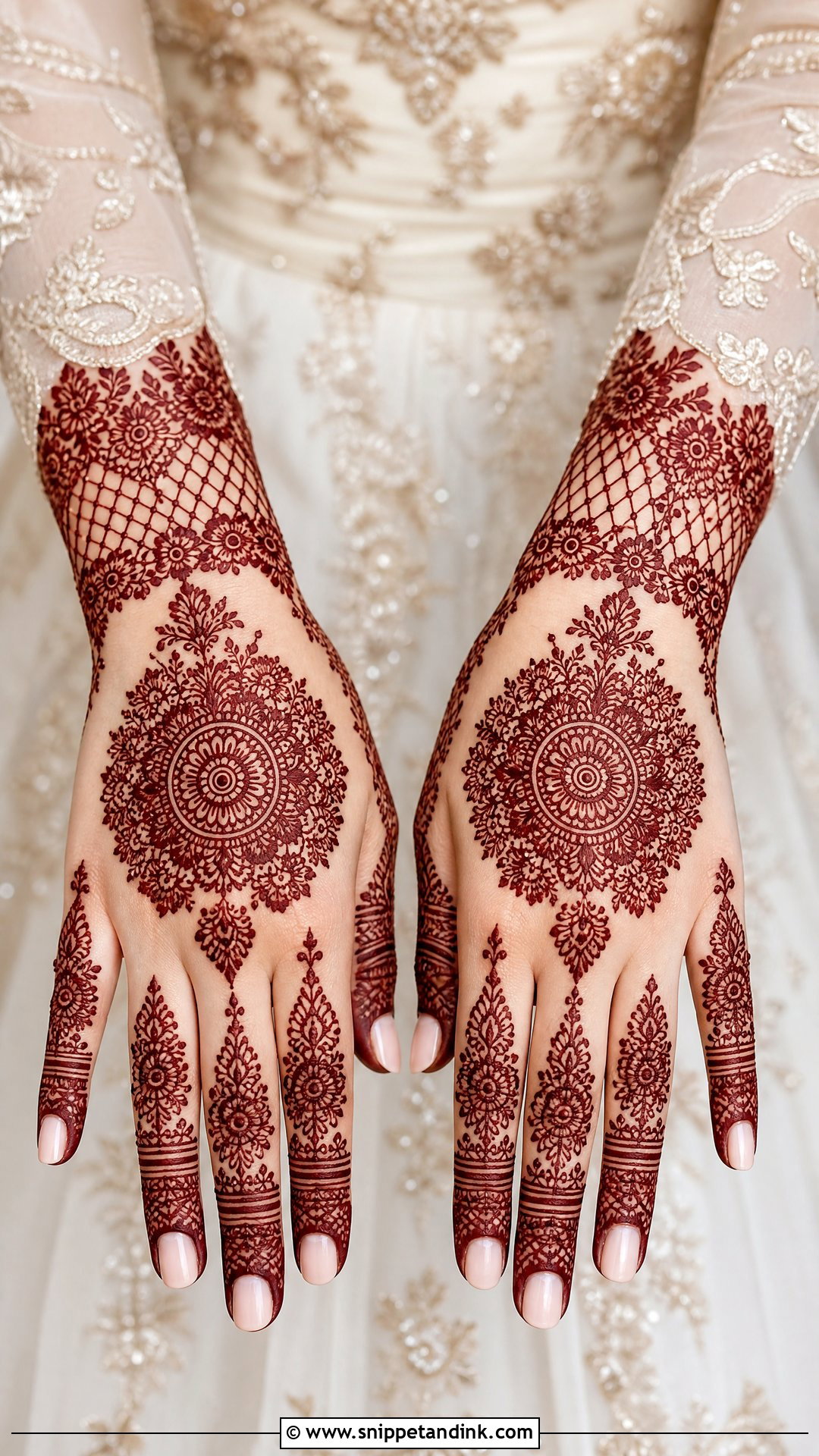 Back Hand Bridal Mehndi For Long Sleeve Dress - Snippet and Ink - 20 Bridal Mehndi Designs Dress
