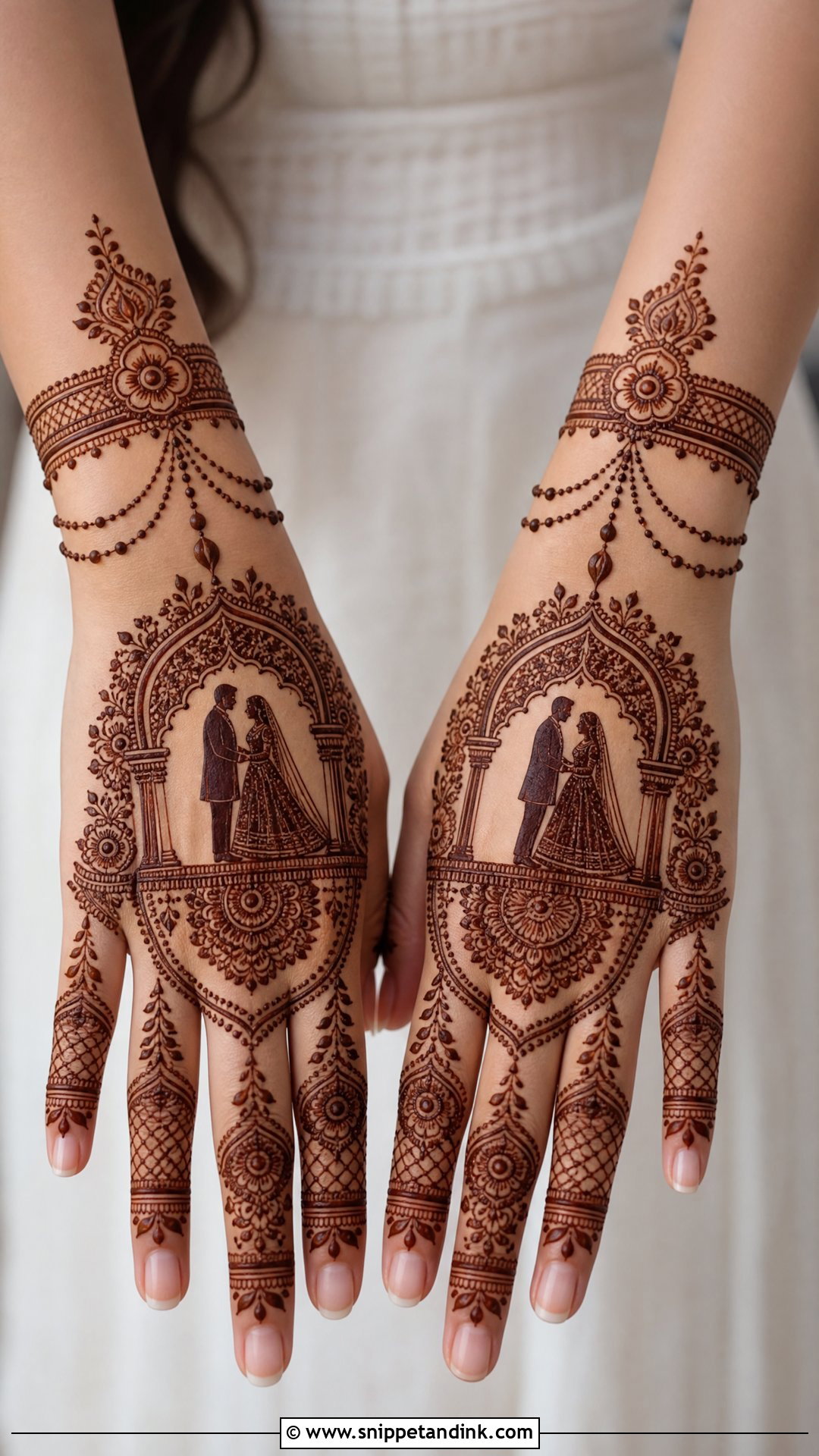 Back Hand Bridal Mehndi With Figure Design - Snippet and Ink - 20 Bridal Mehndi Designs with Figures