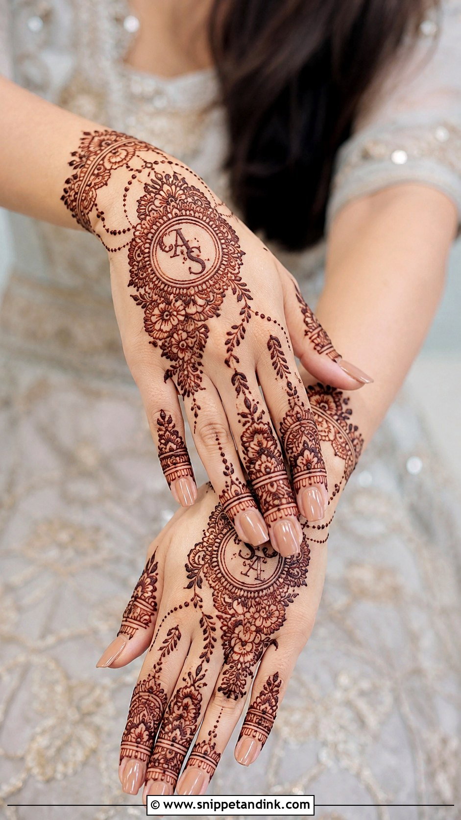 Back Hand Bridal Mehndi With Initials - Snippet and Ink - 30 Bridal Mehndi Designs Back Hands Brides