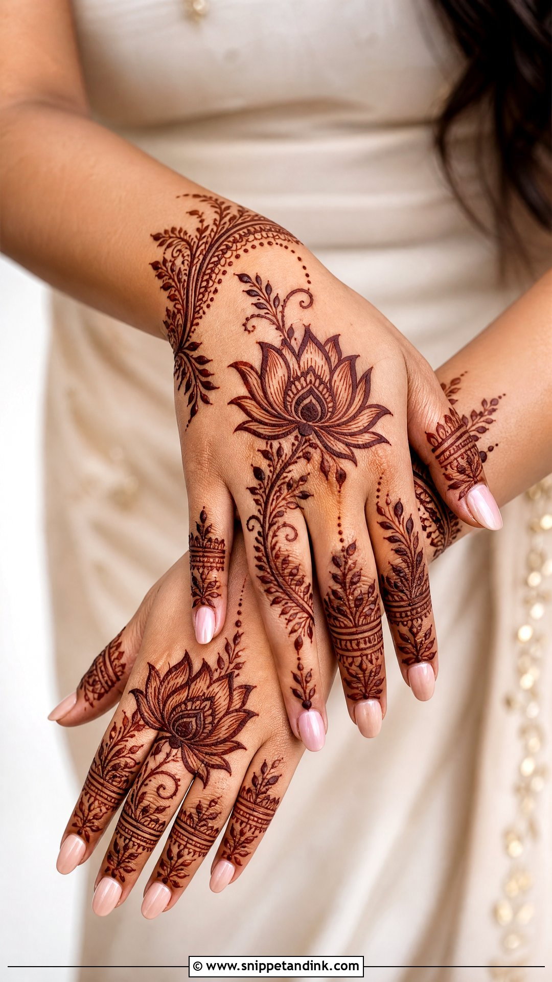 Back Hand Bridal Mehndi With Lotus - Snippet and Ink - 25 Bridal Mehndi Designs Back Side