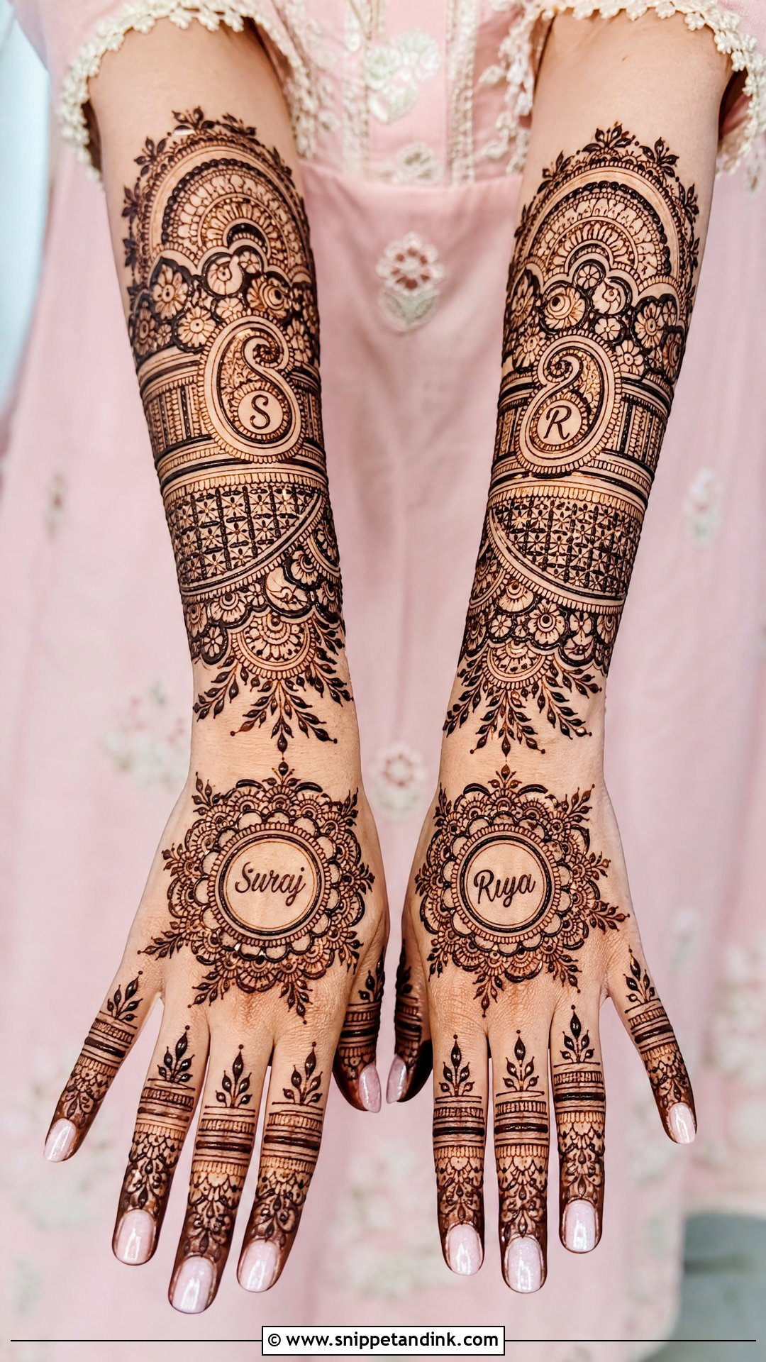 Back Hand Bridal Mehndi With Names - Snippet and Ink - 25 Bridal Mehndi Designs Back Side