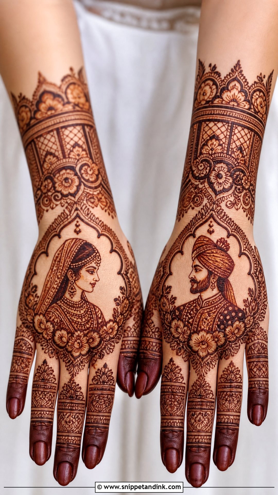 Back Hand Bridal Mehndi With Portrait - Snippet and Ink - 25 Bridal Mehndi Designs Back Side