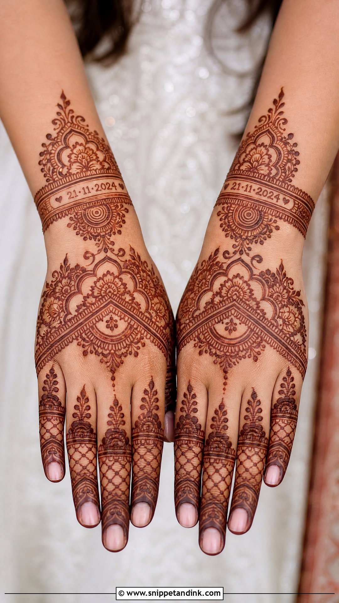 Back Hand Bridal Mehndi With Wedding Date - Snippet and Ink - 30 Bridal Back Hand Mehndi Design Ideas