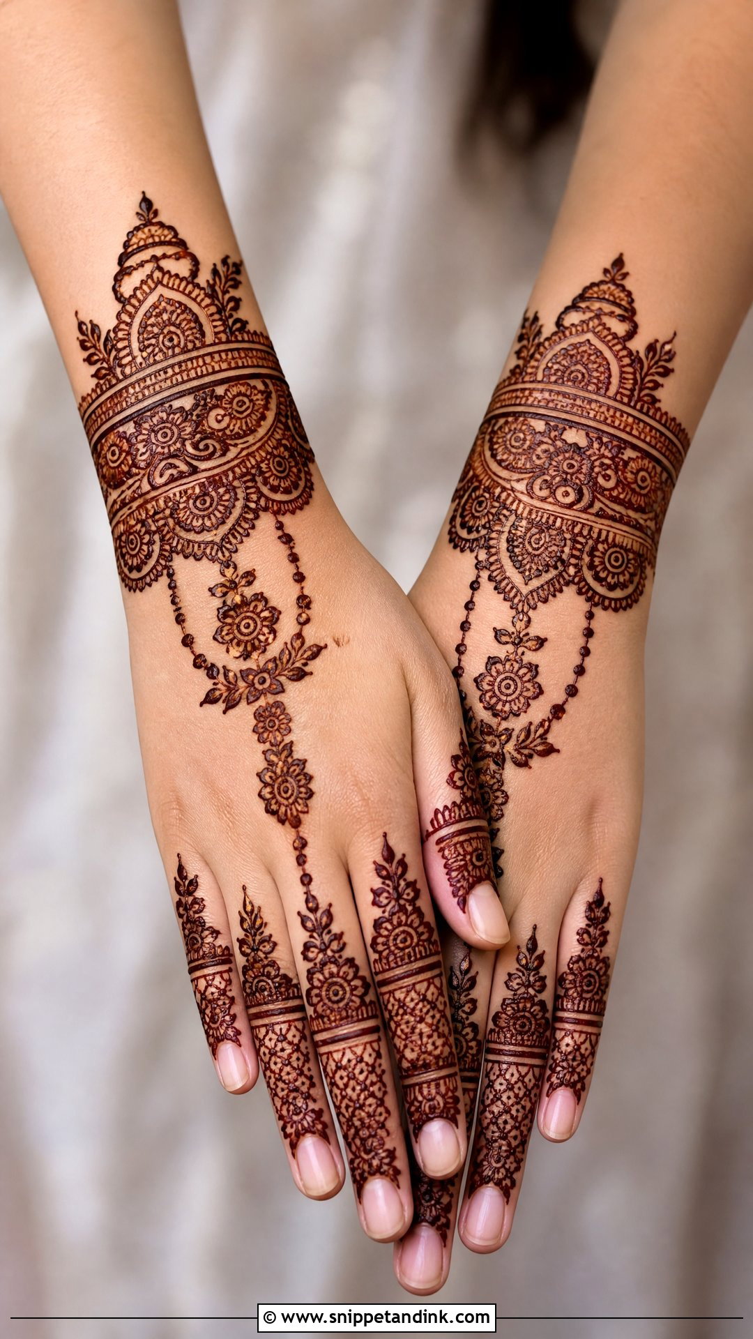 Back Hand Bridal Mehndi With Wrist Cuff - Snippet and Ink - 25 Bridal Mehndi Designs Back Side