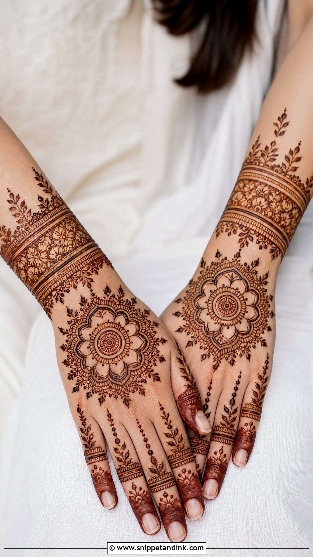 Back Hand Bridal Wedding Henna Design - Snippet and Ink - 30 Wedding Henna Designs