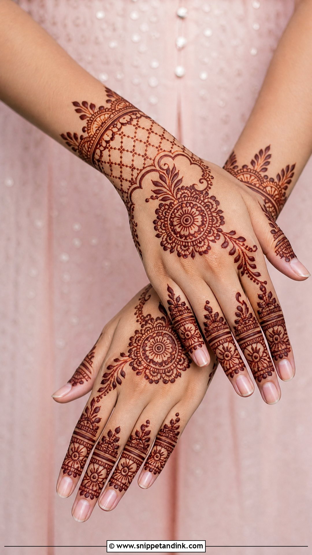 Back Hand Engagement Mehndi Design - Snippet and Ink - 20 Engagement Bride Mehndi Designs