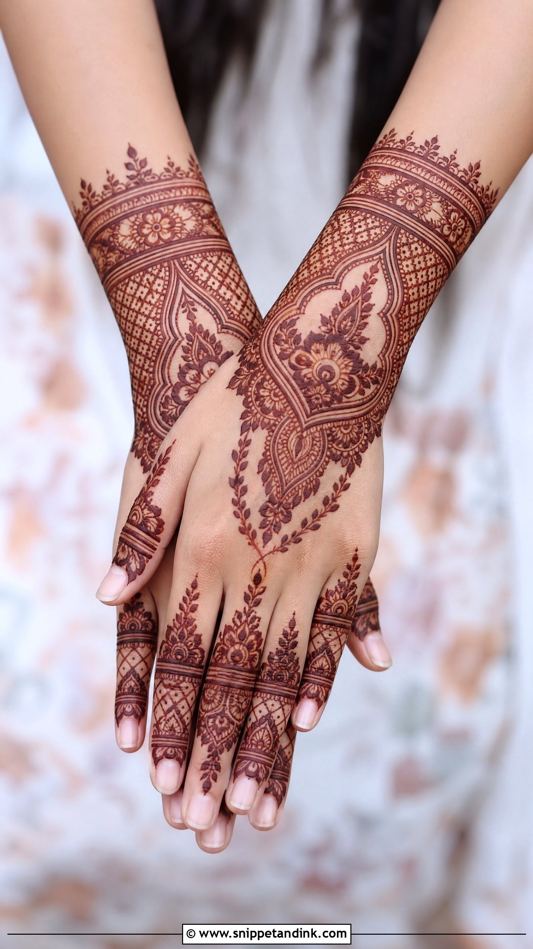 Back Hand Finger Bridal Mehndi Design - Snippet and Ink - 20 Bridal Finger Mehndi Designs