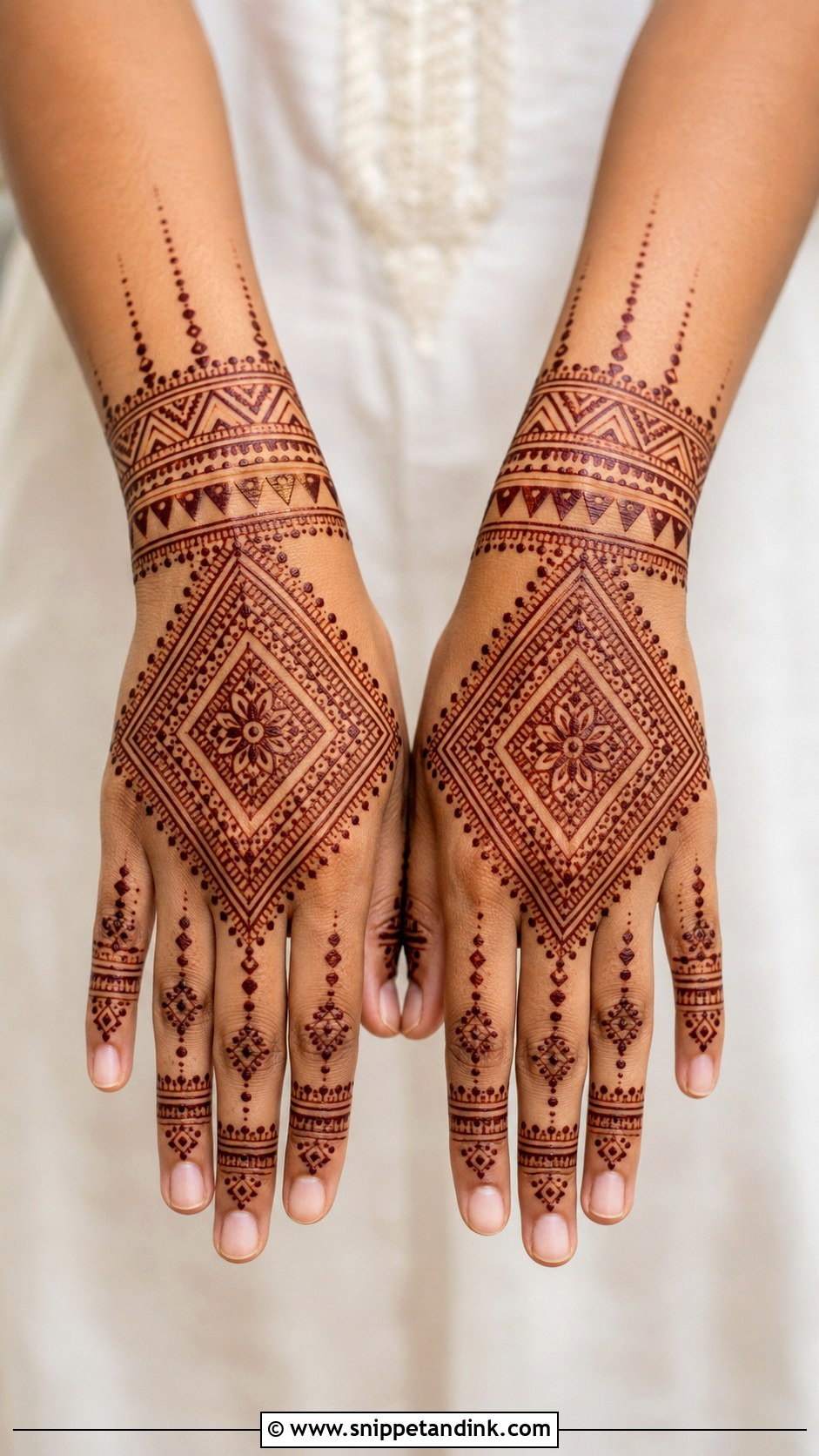 Back Hand Geometric Mehndi Design - Snippet and Ink - 30 Simple Easy Back Hand Mehndi Design Ideas