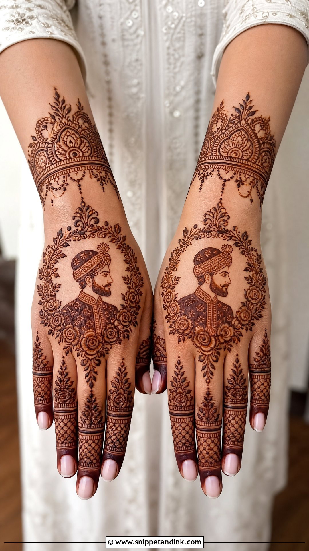 Back Hand Groom Face Mehndi Design - Snippet and Ink - 25 Groom Face Mehndi Designs