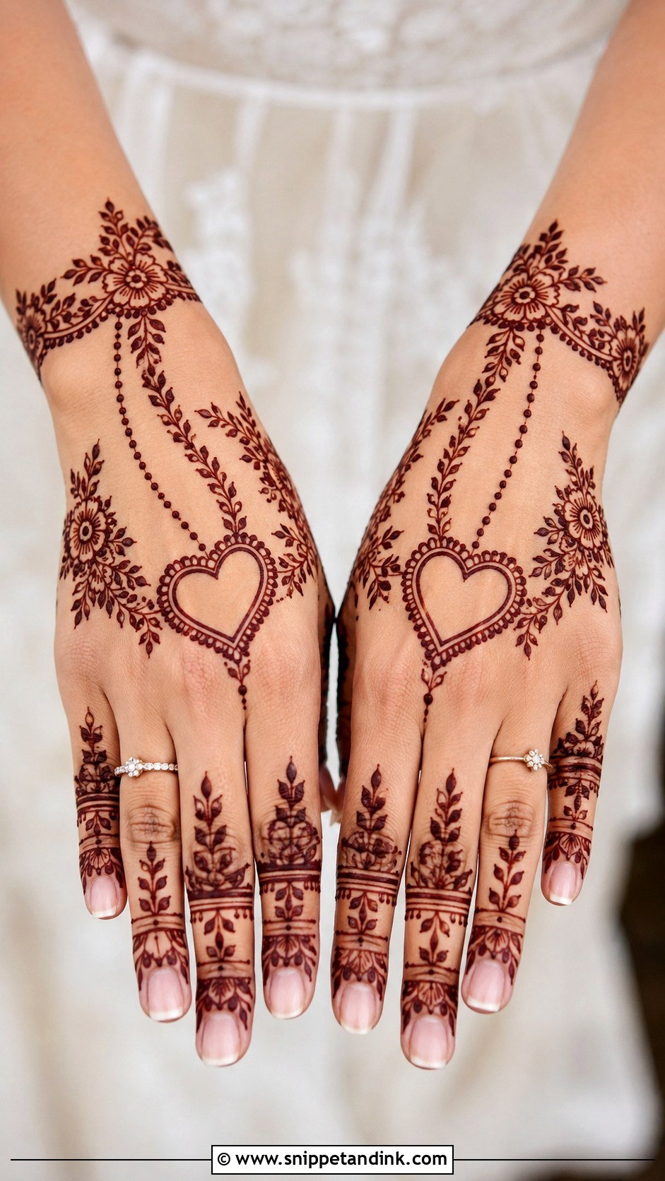 Back Hand Heart Mehndi Design - Snippet and Ink - 30 Heart Mehndi Designs