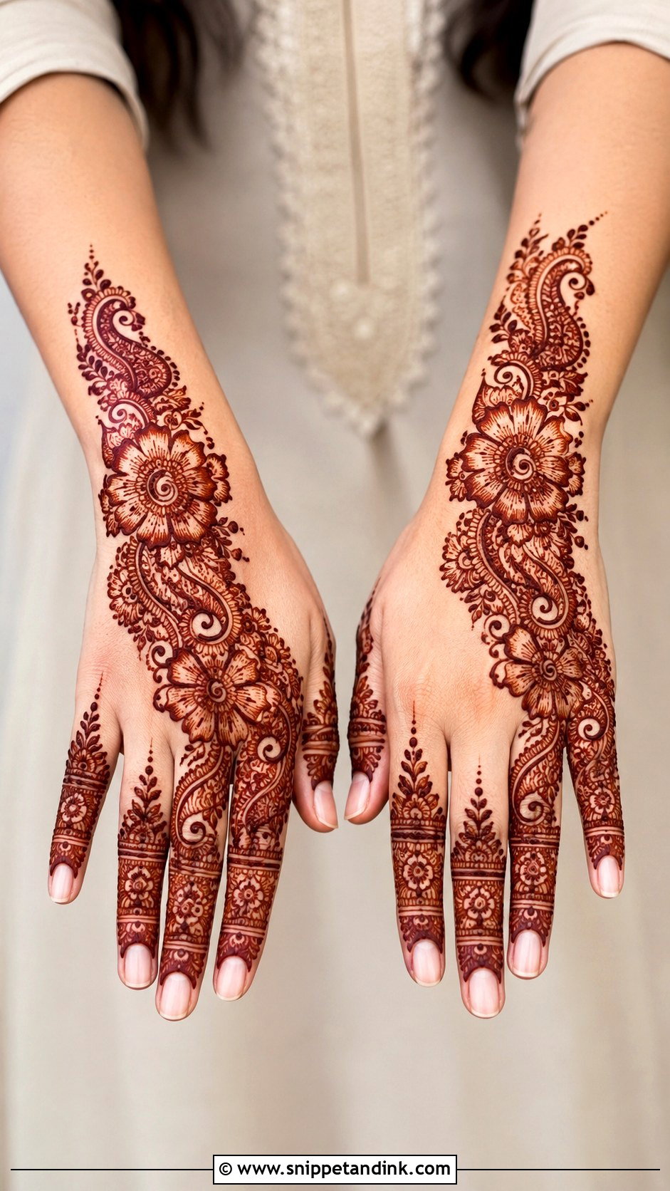 Back Hand Indo Arabic Mehndi Design - Snippet and Ink - 30 Simple Easy Back Hand Mehndi Design Ideas