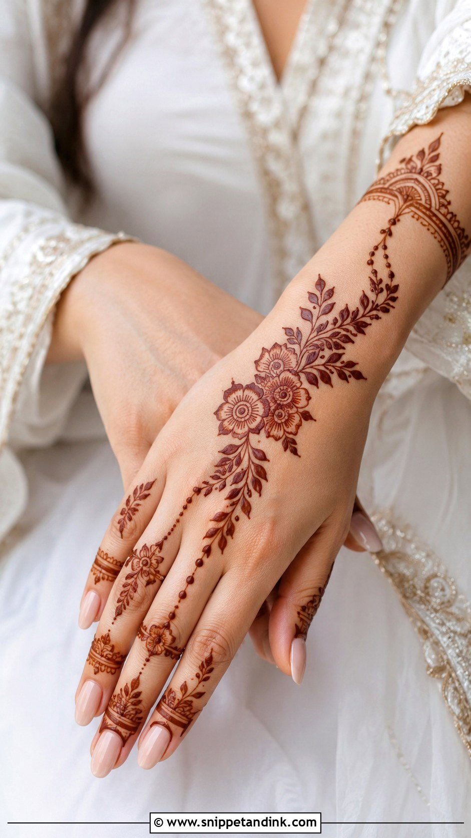 Back Hand Khafif Mehndi Design - Snippet and Ink - 35 Khafif Mehndi Designs