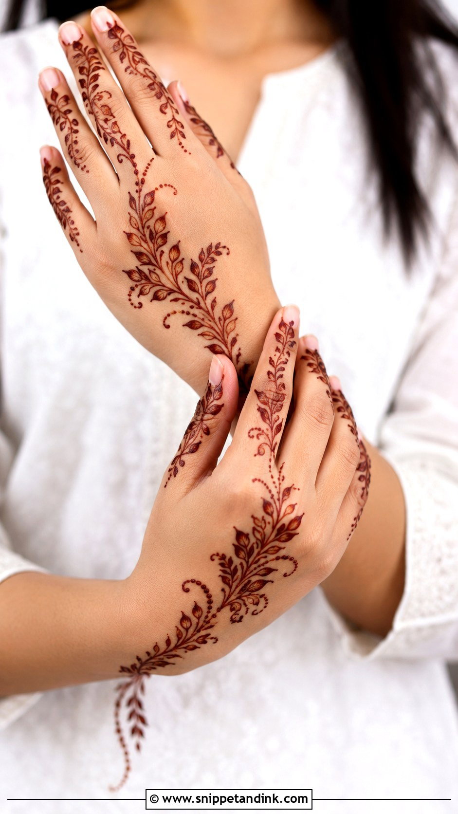 Back Hand Leaf Mehndi Design - Snippet and Ink - 35 Back Mehndi Designs