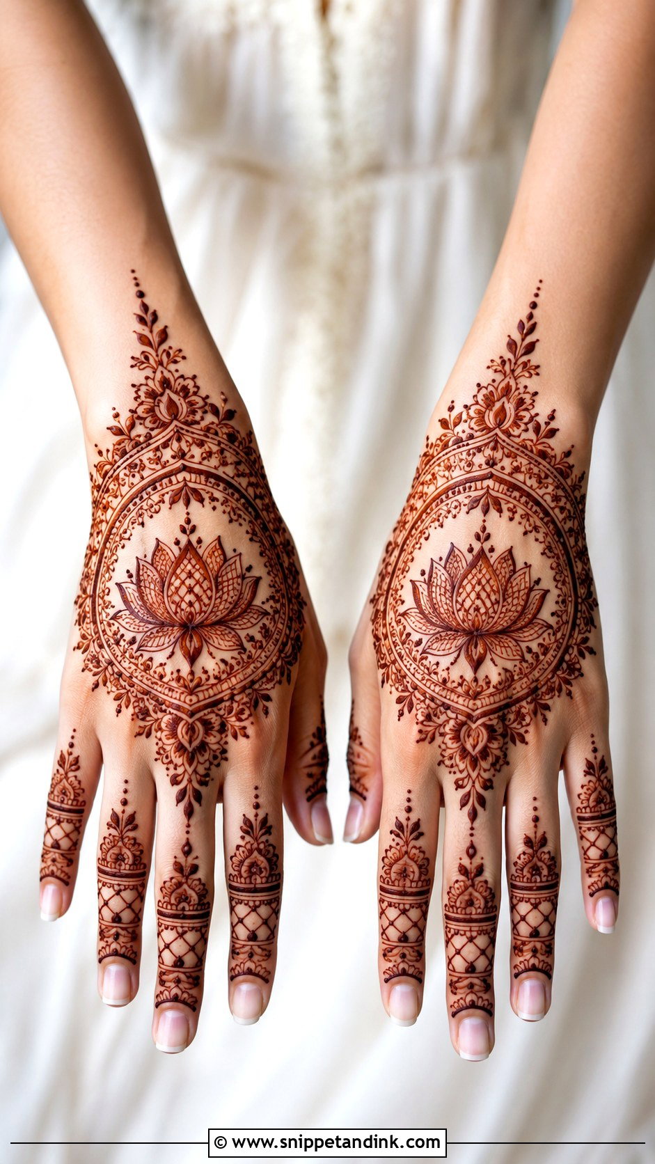 Back Hand Lotus Mehndi Design - Snippet and Ink - 35 Back Mehndi Designs