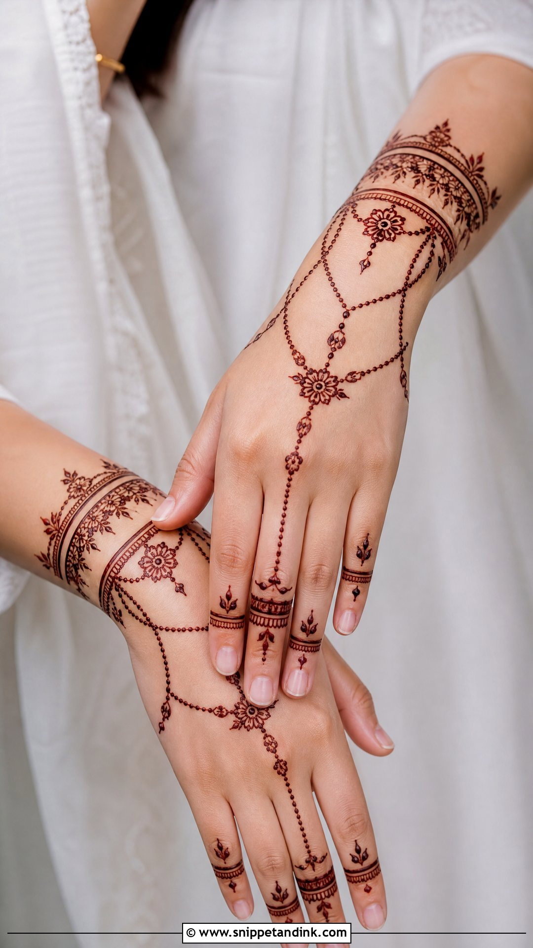 Back Hand Mehendi Design With Chain Pattern - Snippet and Ink - 25 Semi Bridal Mehendi Design for Back Hand Ideas