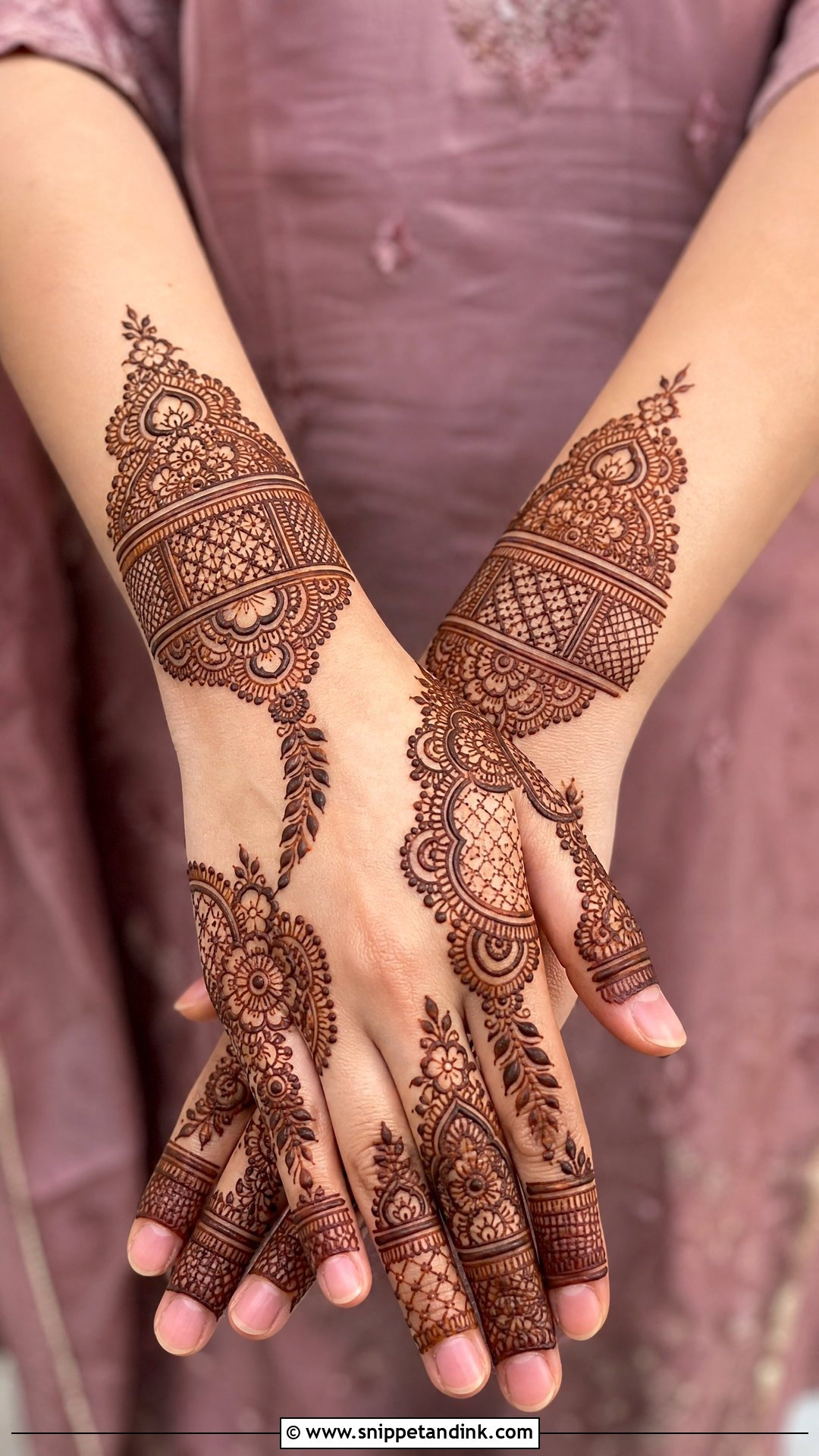 Back Hand Mehendi Design With Wrist Cuff - Snippet and Ink - 25 Semi Bridal Mehendi Design for Back Hand Ideas