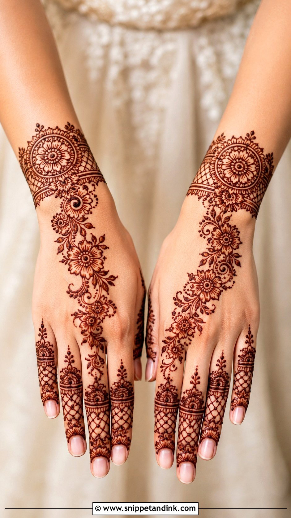 Back Hand Mehndi Design For Bridesmaid - Snippet and Ink - 35 Back Mehndi Designs