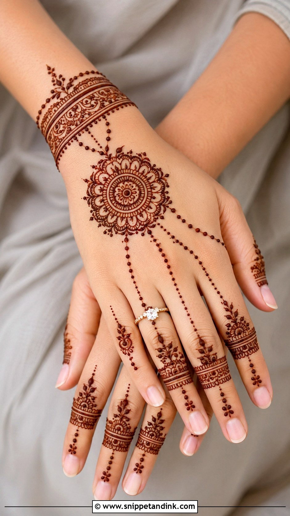 Back Hand Mehndi Design For Engagement - Snippet and Ink - 35 Back Mehndi Designs