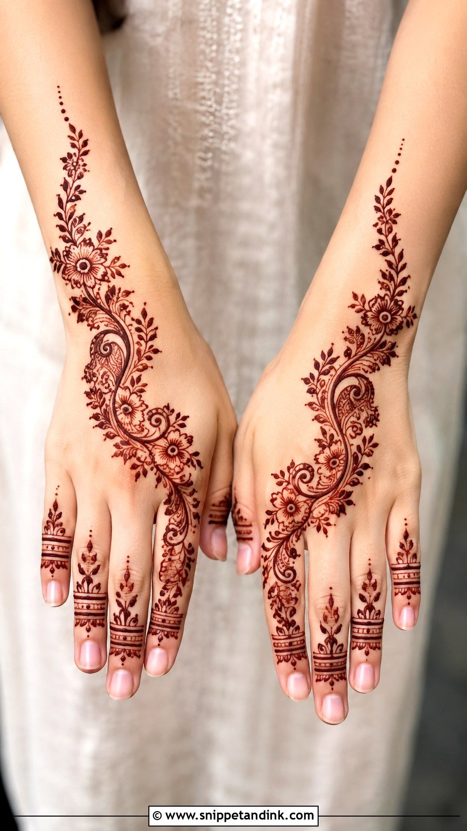 Back Hand Mehndi Design For Short Hands - Snippet and Ink - 30 Aesthetic Back Hand Mehndi Designs