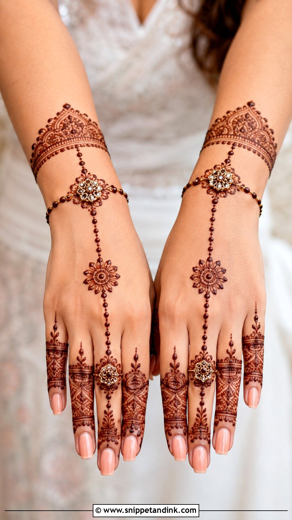 Back Hand Mehndi Design With Bracelet And Ring - Snippet and Ink - 30 Simple Back Hand Mehndi Design Ideas
