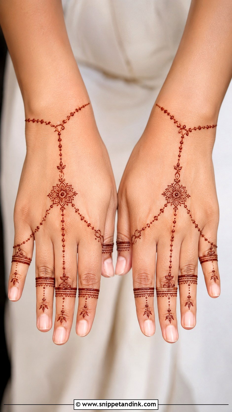 Back Hand Mehndi Design With Chain Pattern - Snippet and Ink - 35 Simple Back Hand Mehndi Designs
