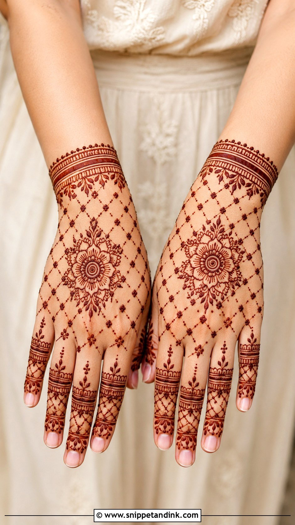 Back Hand Mehndi Design With Jaali - Snippet and Ink - 35 Simple Beautiful Back Hand Mehndi Designs