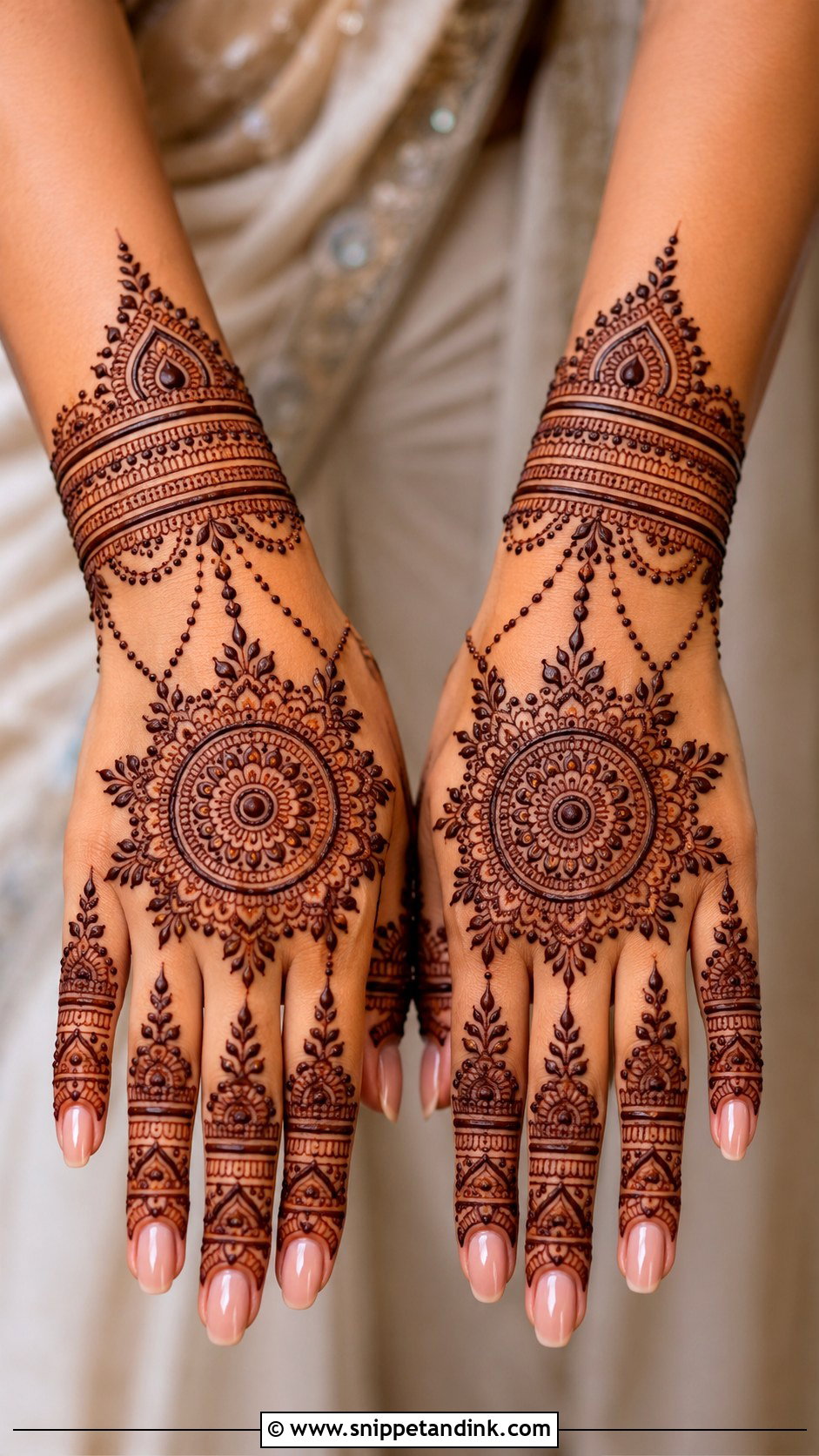 Back Hand Mehndi Design With Mandala - Snippet and Ink - 35 Mehndi Designs Book