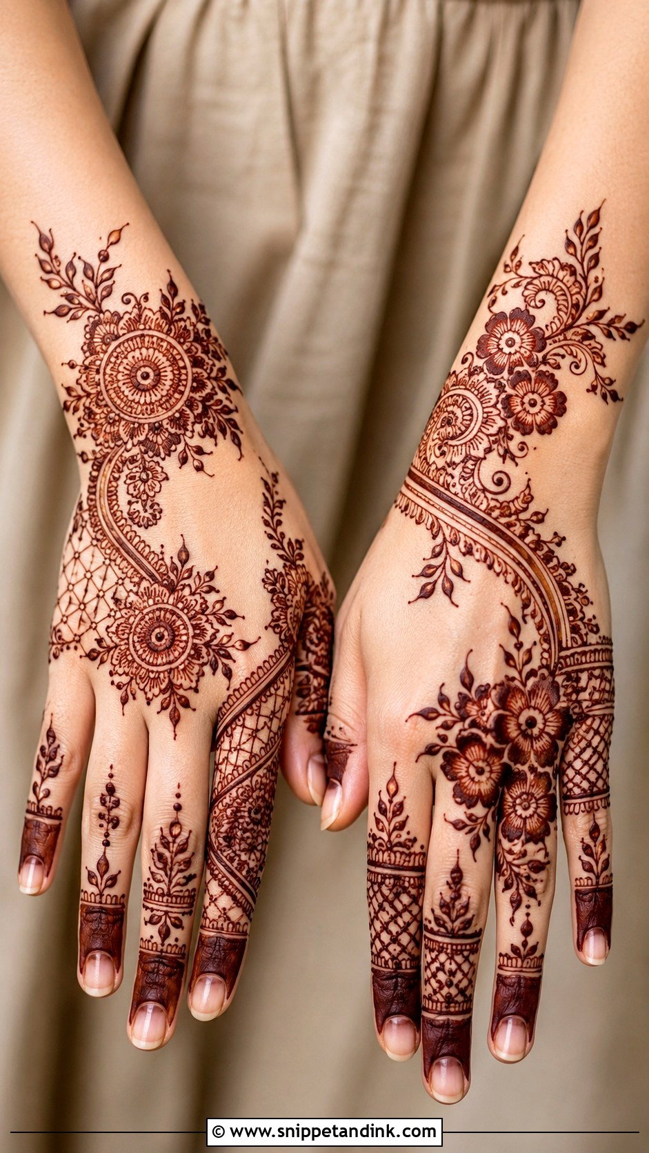 Back Hand Mehndi Design With Negative Space - Snippet and Ink - 35 Simple Back Hand Mehndi Designs