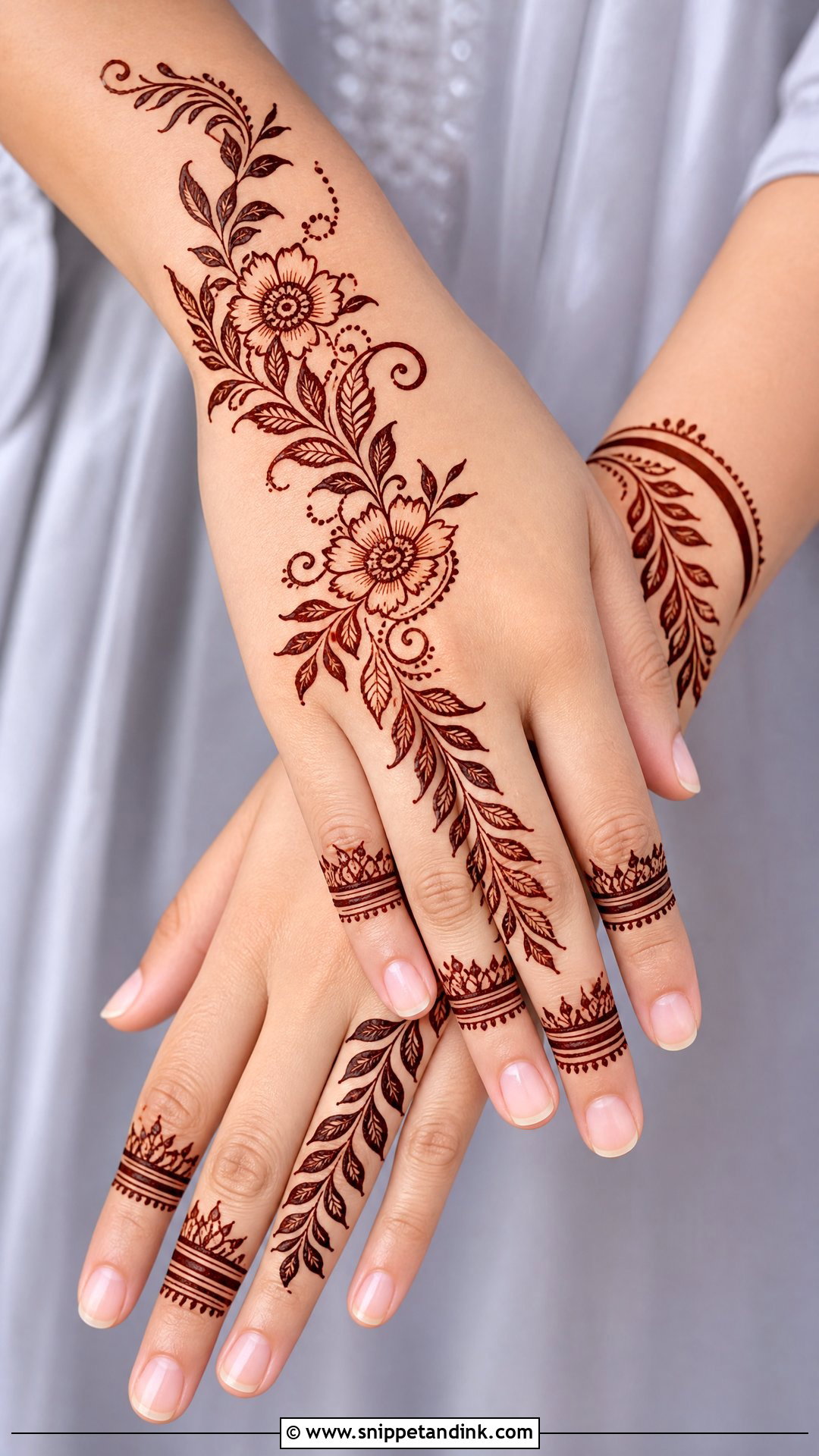 Back Hand Mehndi Design With Negative Space - Snippet and Ink - 35 Stylish Back Hand Mehndi Designs
