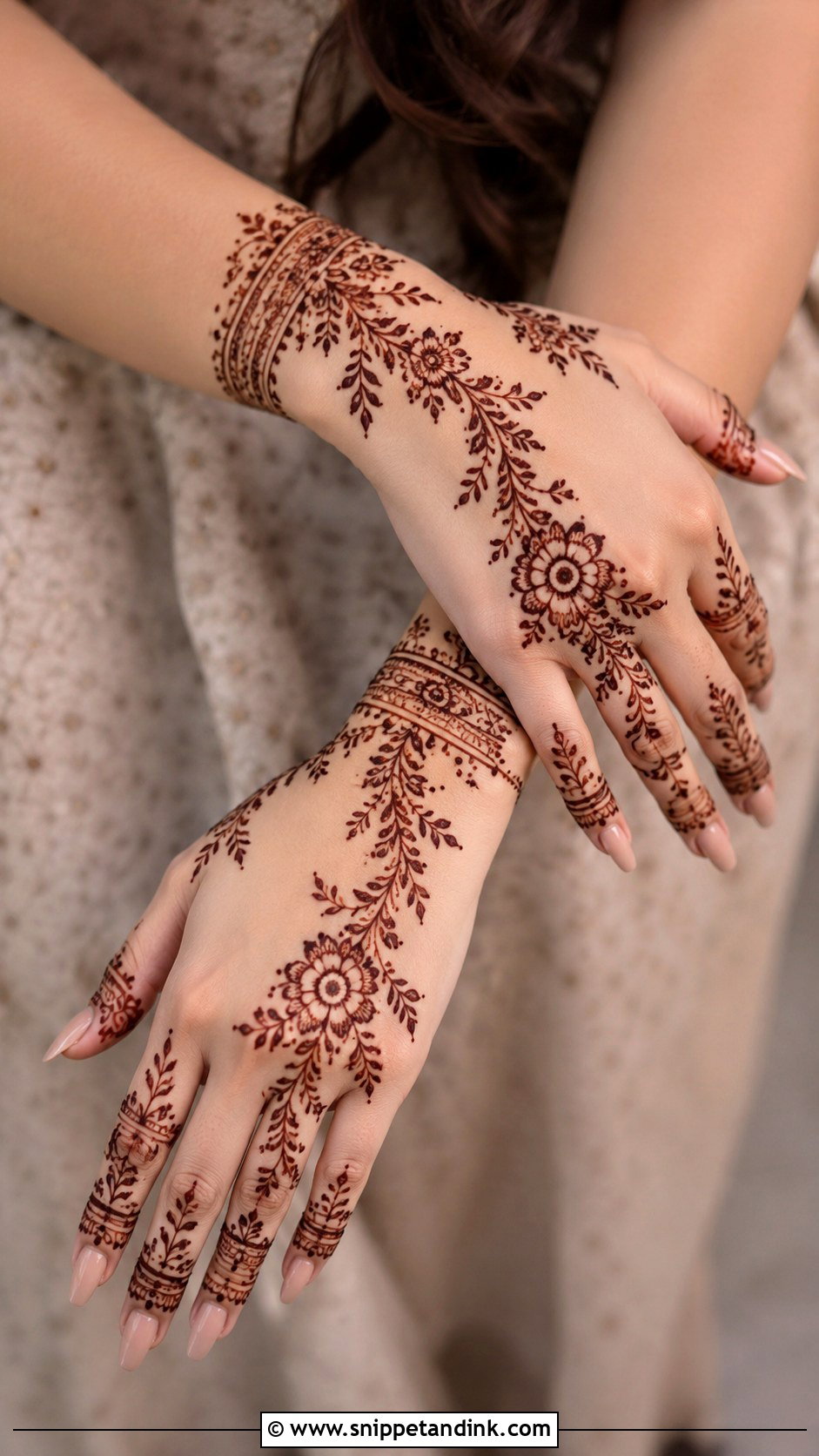 Back Hand Mehndi Design With Negative Space - Snippet and Ink - 35 Trendy Back Hand Mehndi Designs