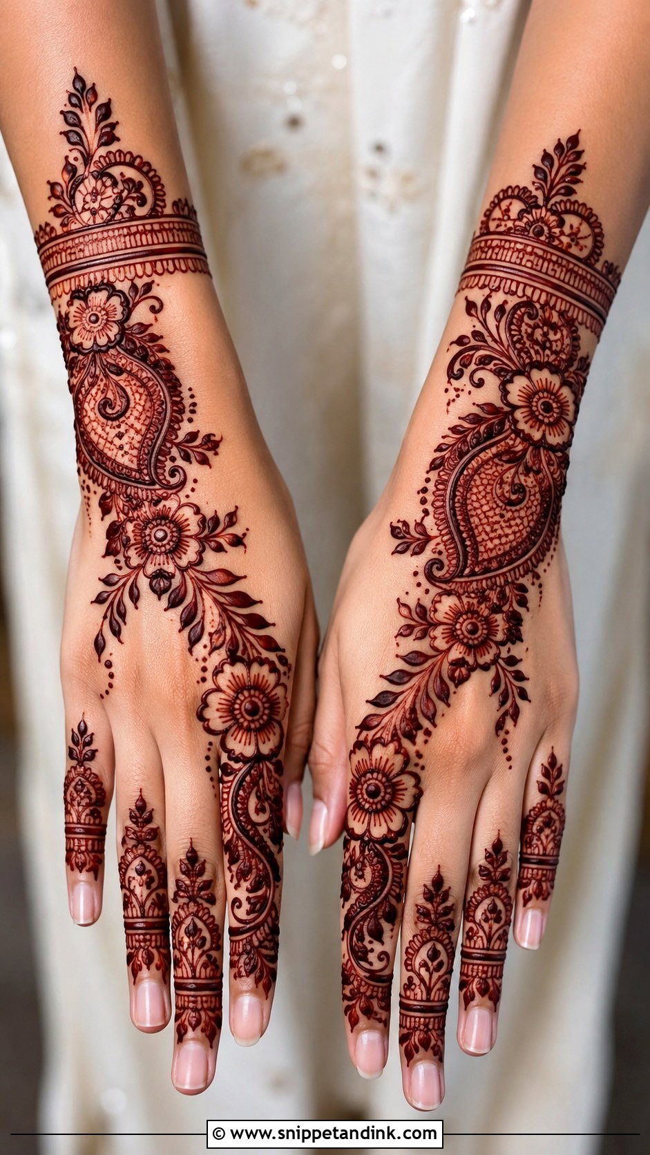 Back Hand Mehndi Design With Shaded Flowers - Snippet and Ink - 35 Simple Back Hand Mehndi Designs