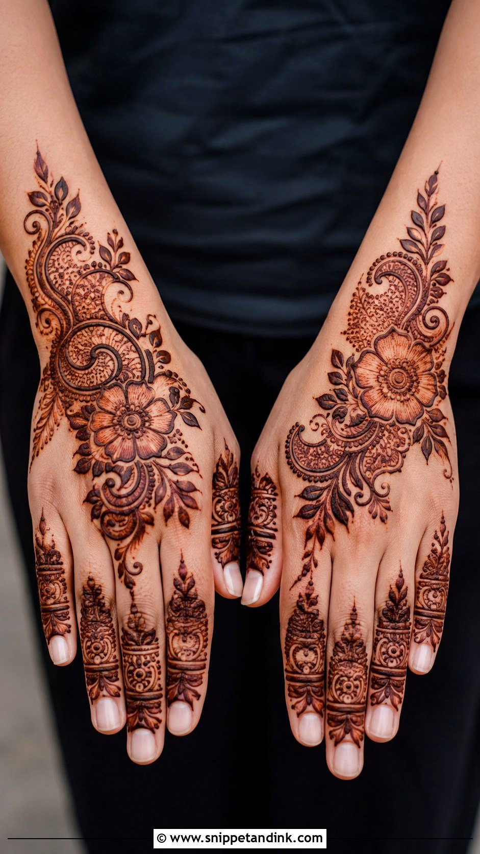 Back Hand Mehndi Design With Shading - Snippet and Ink - 35 Back Hand Mehndi Designs