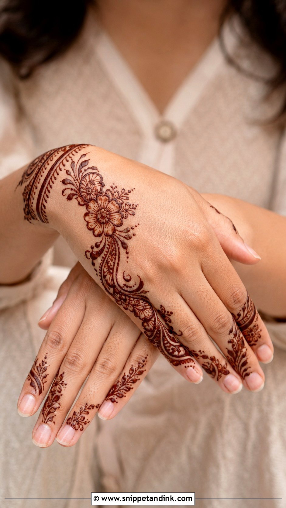 Back Hand Mehndi Design With Thumb Side Pattern - Snippet and Ink - 35 Simple Back Hand Mehndi Designs