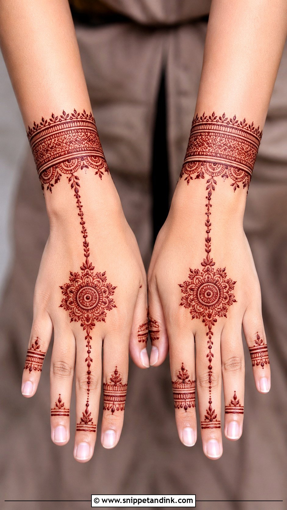 Back Hand Mehndi Design With Wrist Band - Snippet and Ink - 35 Simple Beautiful Back Hand Mehndi Designs